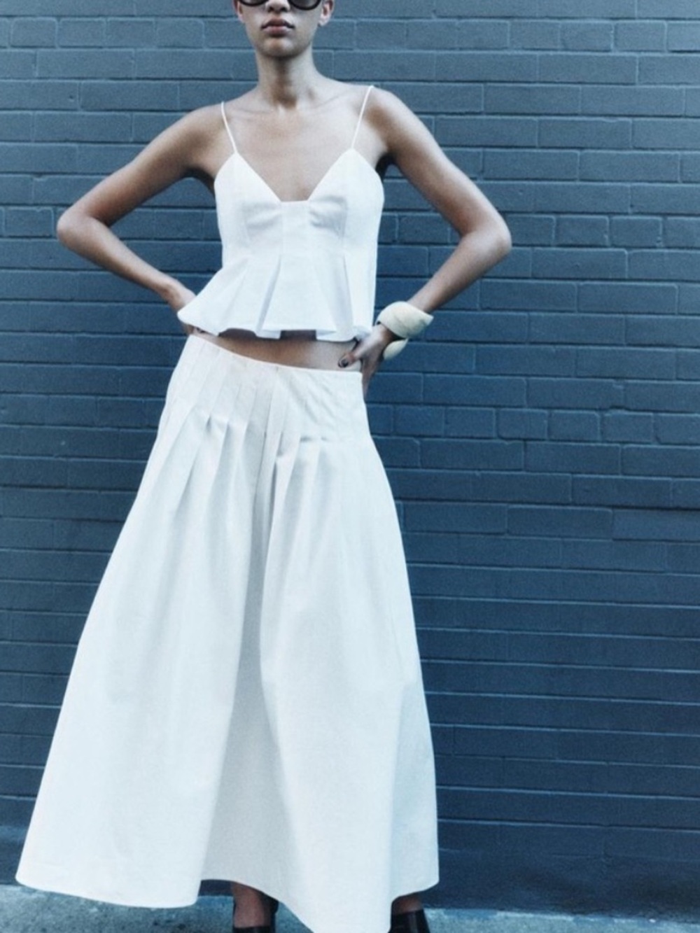 Zara ZW Collection Box Pleat Longer Midi Skirt